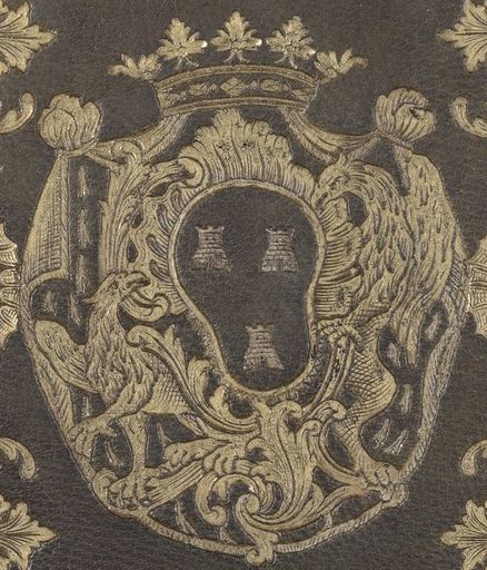 Plik:Kartusz herbowy, Rokokowy kartusz herbowy Madame de Pompadour, Francja, ok. 1755 r., BnF Paryż, reliures.bnf.fr.jpg
