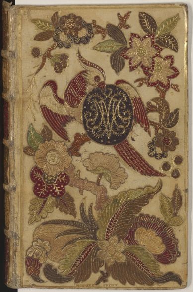 Plik:Mozaikowe opr., Oprawa mozaikowa z monogramem Marii-Józefy Saskiej, warsztat L.-F. Le Monniera, Paryż, 1747, fot. reliures.bnf.jpg