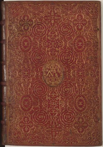 Plik:A la fanfare oprawy, Oprawa a la fanfare z superekslibrisem Jacques-Auguste I de Thou, Paryż, ok. 1587, BnF, fot. wg reliures.bnf.fr .....jpg