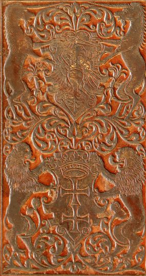 Plik:Trzymacz herbowy, Trzymacze herbowi, jednorożce i lwy w superekslibrisie Biblioteki radzieckiej w Gdańsku, XVI w., PAN BG, Gdańsk, fot. A. Wagner.jpg