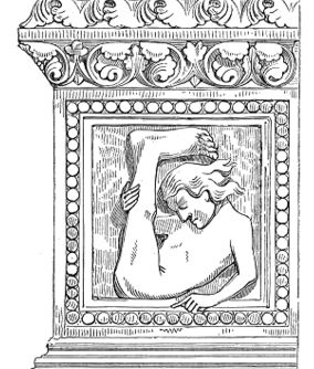 Plik:Monopod, Płaskorzeźba z monopodem w portalu zachodnim katedry w Sens, kon. XII w., rys. domena publiczna.jpg