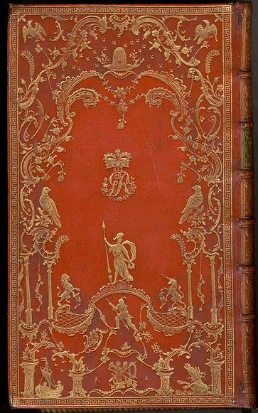 Plik:Rokokowe opr.3, ang. rocaille, chinoiserie ale i orn. meandrowy dokoła, J. Baumgarter, ok. 1780, wg Database of Bookbindings BL.jpg