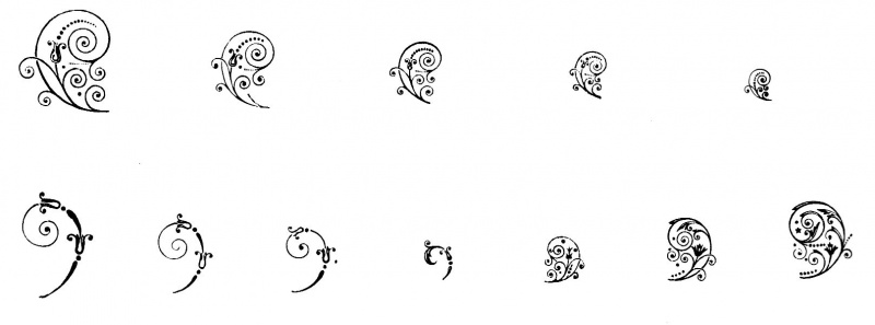 Plik:Woluta filigranowa, przykłady wolut filigranowych na francuskich oprawach z XVII w., wg Devaux 1977.jpg