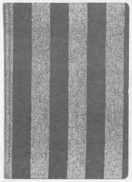 Plik:Tekstylne oprawy, opr. z pasiaka obozowego na dziele pt. Byliśmy w Oświęcimiu, 1946, fot., wg. Żółtowski 1987.jpg