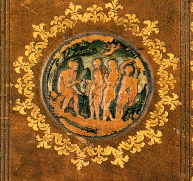 Plik:Fantastyczne motywy2, Sąd Parysa na oprawie mediolańskiej dla J. Groliera, ok. 1520, wg Bologna 1998.jpg