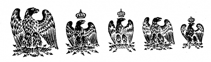 Plik:Orzeł, Przykłady motywu cesarskiego orła napoleońskiego na oprawach francuskich z XIX w., wg Devaux 1977.jpg