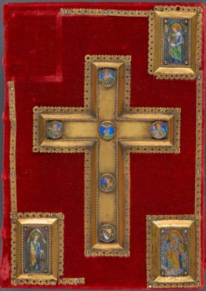 Plik:Krzyż, aksamitne oprawy, emalia, Brewiarz z kalendarzem rzymskim Breviarium franciscanum ,Brewiarz króla Zygmunta III, Brewiarz Sykstusa IV, BCZart, POLONA.jpg