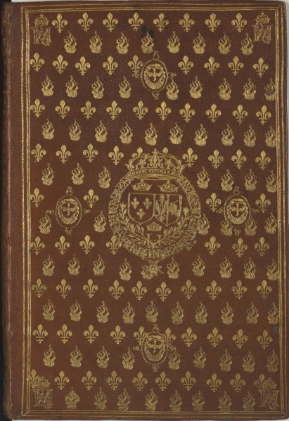 Plik:Gołebica Ducha Świetego, oprawa Księgi Statutów Zakonu Świetego Ducha, z herbem króla Henryka III Walezego, 1578-79, Nicolas I Ève, Bibliothèque nationale de France.jpg