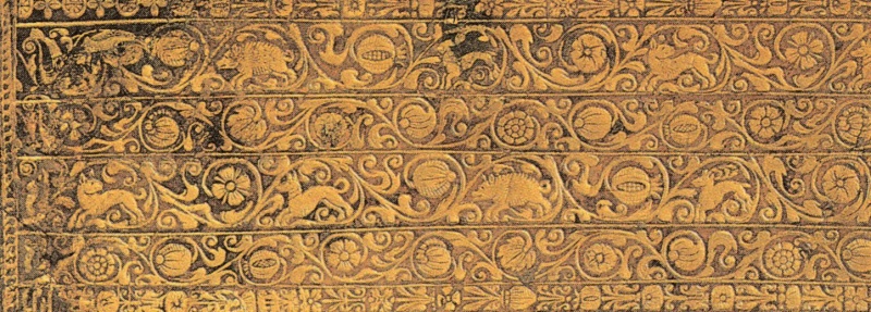 Plik:Dzik, fragment dekor. radełkowej na opr. niderlandzkiej z 1605 r., von Arnim 1992, tabl. 75.jpg