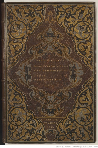 Plik:Grolierowskie oprawy, Oprawa w typie orientalizującym dla Jeana Groliera, introligator paryski, ok. 1559-1565, fot. wg. www.reliures.bnf.fr.jpg