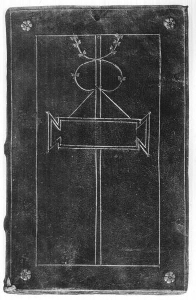 Plik:Tabula ansata, Oprawa z dekoracją w typie tabula ansata, Rzym, 1 poł. XVI w., fot. wg De Marinis 1960, t. 1.jpg