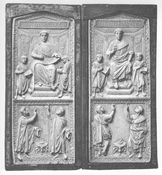 Plik:Dyptyk, Dyptyk konsularny Rufiusa Probianusa, ok. 400 r. n.e., Staatsbibliothek zu Berlin, fot. wg Brandis 1975.jpg