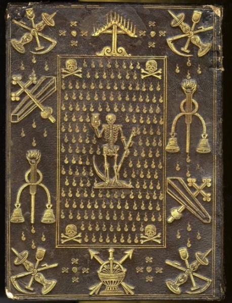 Plik:Makabryczne oprawy, Makabryczna oprawa z czasów Hanryka III Walezego, Francja, ok. 1580, fot. wg. Angers, Bibliothèque municipale.jpg