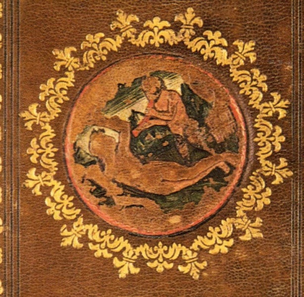 Plik:Fantastyczne motywy3, Satyr i nimfa na oprawie mediolańskiej dla J. Groliera, ok. 1520, wg Bologna 1998.jpg