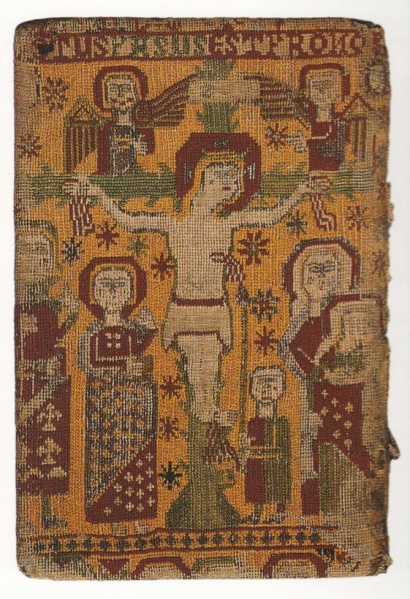 Plik:Haftowane oprawy, opr. haftowana godzinek, Hiszpania lub płd Francja, pocz. XIV w., BnF Paris, fot. wg Coron, Lefèvre 1995.jpg