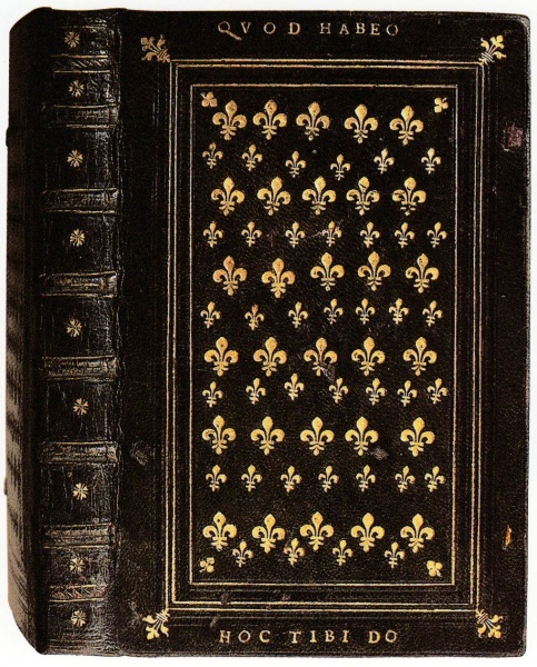 Plik:Lilia, Lilie w układzie a seme na oprawie paryskiej dla króla Franciszka I, ok. 1539, wg Laffitte, Le Bars 1999.jpg