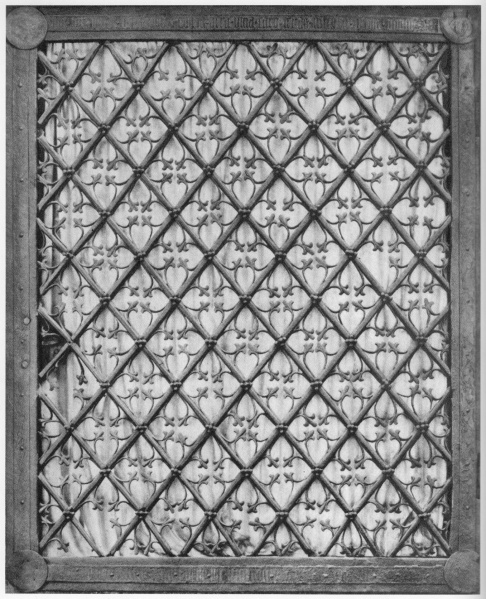 Plik:Kratka ornamentalna, Krata sakramentarium w kośc. św. Jana w Toruniu, kon. XIV w., fot. wg Kopydłowski 1958.jpg