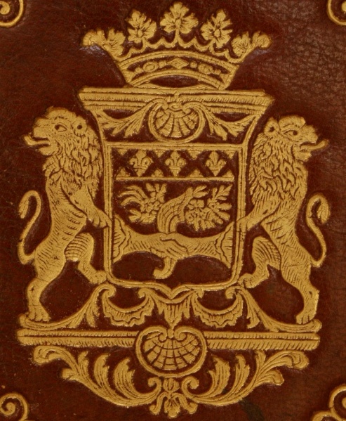 Plik:Konsola pod herbem i trzymaczami w superekslibrise francuskim z 1792 r., Biblioteka Polska w Paryżu, fot. A. Wagner.jpg