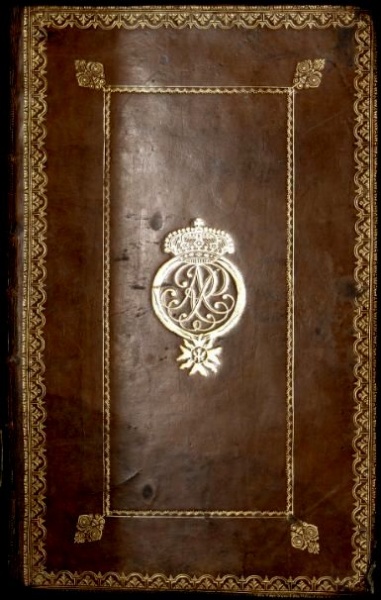 Plik:Barokowe oprawy, Oprawa barokowa z superekslibrisem króla Augusta III Wettyna, prawdop. Drezno, 1735, PAN BK, Kórnik, fot. wbcpl.jpg