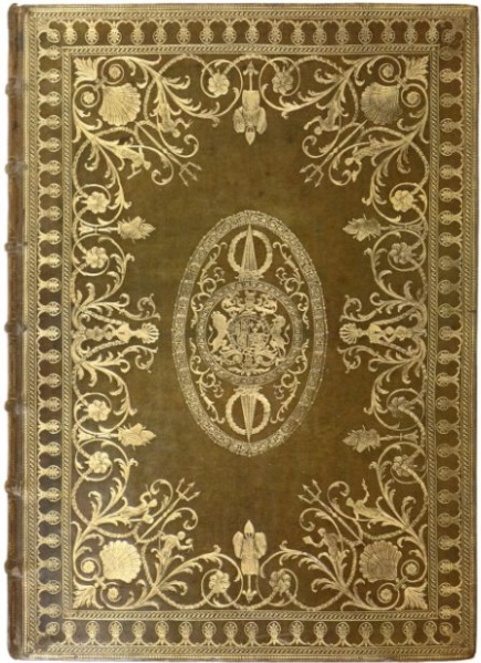 Plik:Klasycystyczne oprawy, Fantastyczne mot., panoplium, Anglia, 1764, Sotheby.s New York June 14 1990.jpg