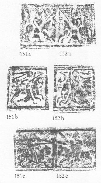 Plik:Rycerz, Przykłady tłoków romańskich z XIIXIII w. z motywami rycerzy, wg Schmidt-Künsemüller 1985.jpg