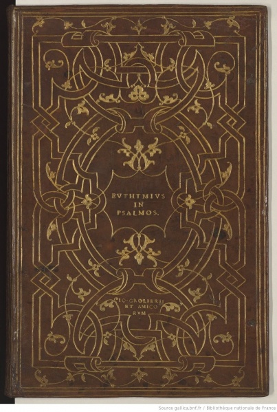 Plik:Grolierowskie oprawy, Oprawa w typie kartuszowym dla Jeana Groliera, Gommar Estienne, Paryż, ok. 1550-1555, fot. wg www.reliures.bnf.fr.jpg
