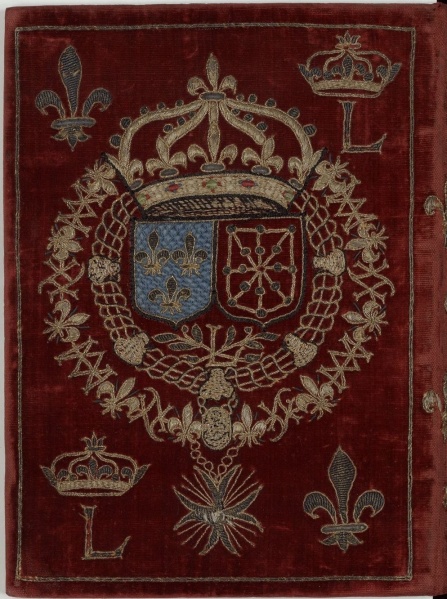 Plik:Aksamitne oprawy, Oprawa haftowana na aksamicie, z herbem Ludwika XIII, króla Francji, Francja, pocz. XVII w., BnF Paryż, reliures.bnf.f.jpg
