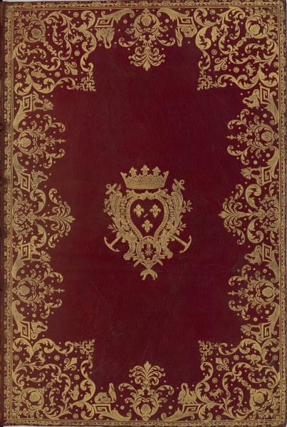 Plik:Parlante oprawy, Oprawa koronkowa Bajek La Fontaine'a z dekoracją 'mówiącą' o zawartości druku, Paryż, warsztat Louisa Douceur, ok. 1760, fot. wg reliures..jpg