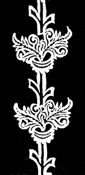 Plik:Gałąź, Naprzemienne motywy gałęzi.konara oraz liści akantu tworzące uproszczoną formę ornamentu gałęziowego, oprawa krakowska, ok. 1500, rys. wg Lewicka-Kamińska 1956.jpg