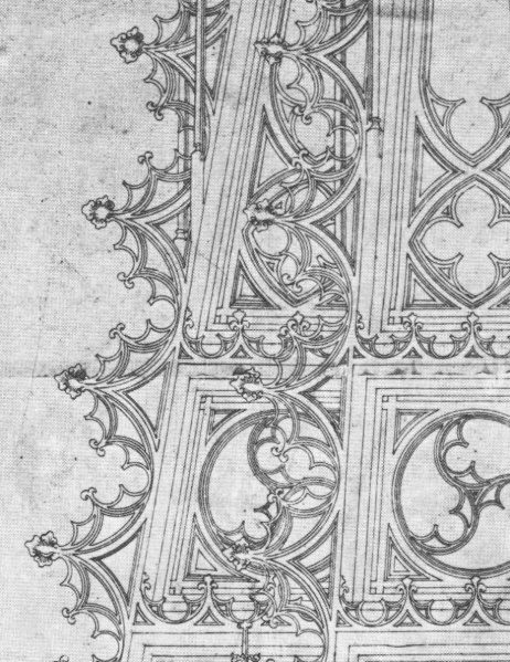 Plik:Nosek, Noski maswerkowe małe i duże w projekcie rysunkowym wieży katedry w Strasburgu, po 1419 r., fot. wg Swaan 1996.jpg