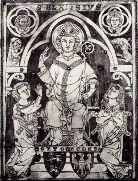 Plik:Tarcza herbowa, Tarcze gotyckie w dekoracji oprawy złotniczej, Niemcy, 1339, fot. wg Fritz 1982.jpg