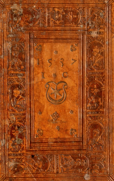 Plik:Radełko jagiellońskie, Pierwsze datowane radeko jagiellońskie z 1537 r., użyte na oprawie krakowskiej z tego samego roku, BJ, Kraków, fot. A. Wagner.jpg