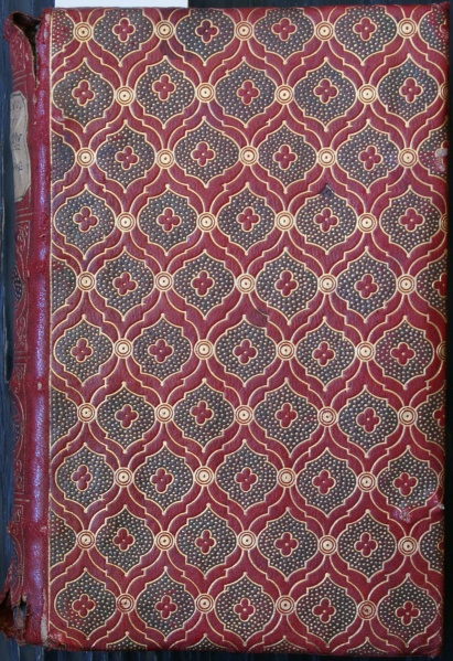 Plik:Repetition dekoracja, Prawdopodobnie dziewiętnastowieczny pastisz oprawy z dekoracją à répétition, BTNP Płock, fot. A. Wagner.jpg