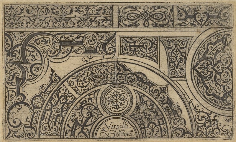 Plik:Wzorniki introligatorskie, Miedziorytnicze wzory orn. maureskowowstęgowego, Virgil Solis, Niemcy, przed 1562, wg sammlungonline.mkg.hamburg.de.jpg