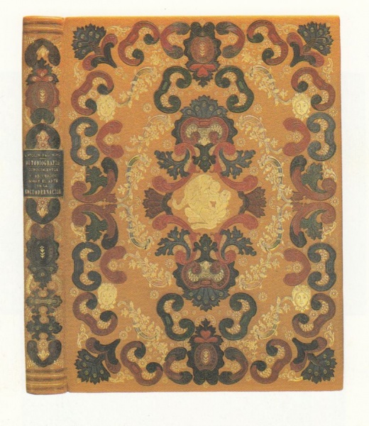 Plik:Mozaikowe oprawy, Współczesna oprawa mozaikowa o formie historyzującej, A. Palomino Olalla, Hiszpania, 1992, repr. wg Fernández 1994.jpg