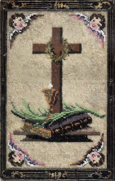 Plik:Krzyż, Motyw krzyża na haftowanej oprawiemodlitewnika, Niemcy, po 1845 r., fot. wg Tomaszewski 2013, II.jpg