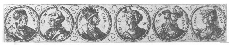 Plik:Wzorniki introligatorskie, Rycina Virgila Solisa przedstawiająca wzorcowe medaliony all'antica z popiersiami władców, ok. poł. XVI w., wg New Bartsch.jpg