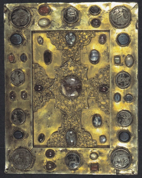 Plik:Ewangelistów s., Sy ewa w dei zł o ewangelistarza Ansfridusa, XIII w. i ok. 1500, Utrecht, Museum Catharijneconvent, Utrecht, wg Ganz 2015.jpg