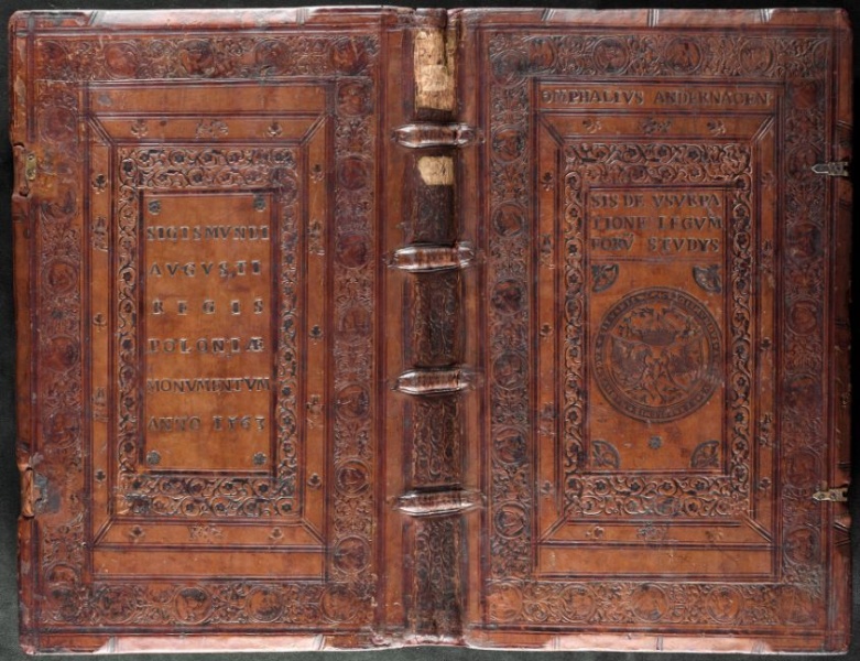 Plik:Listwa, Puste, ozdobione motywami floralnymi oraz napisami listwy wokół zwierciadeł okładzin na oprawie monumentum Zygmunta Augusta, Wilno, 1563, BJ, Kraków.jpg