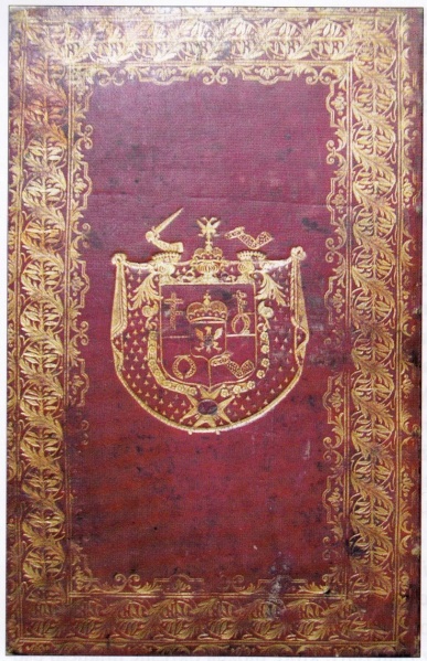 Plik:Koronka Luwru, Oprawa z superekslibrisem Józefa Aleksandra Jabłonowskiego, Francja lub Rzeczypospolita, XVIII w, fot. wg Betlej 2010.jpg