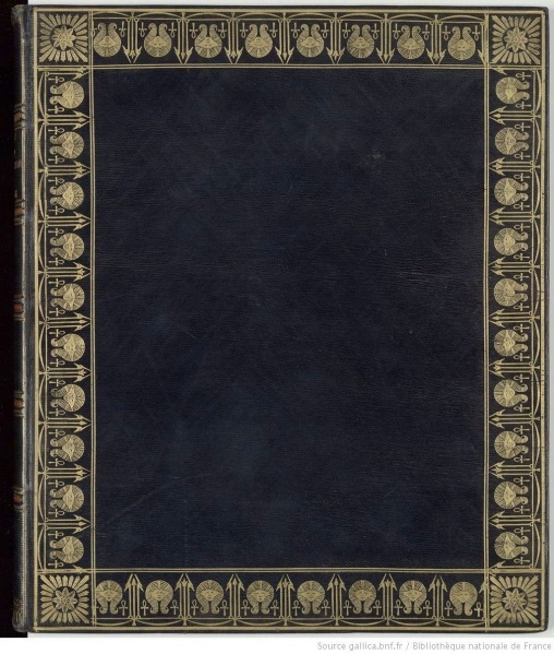 Plik:Egipskie motywy, Ornament z motywami głowy faraona i krzyża anch, Jean.Claude Bozerian, ok. 1803, BnF, wg reliures.bnf.fr.jpg