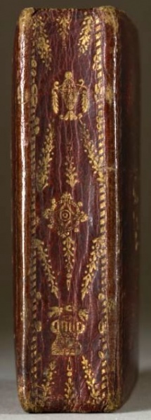 Plik:Klasycystyczne oprawy, Grzbiet oprawy klasyctystycznej z herbem króla S. A. Poniatowskiego, przed 1793, MNK, Kraków.jpg