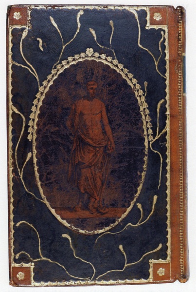 Plik:Grafika w introl. Akwaforta ręcznie malowana odbita na skórze oprawy klasycystycznej, Niemcy, ok. 1800, fot. wg Pabel 2015.jpg