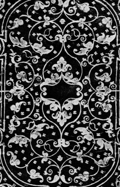 Plik:Szrafowanie, Szrafowane motywy floralne na oprawie rzymskiej z lat 60. XVI w., fot. wg. Fürstenberg, De Marinis 1966.jpg