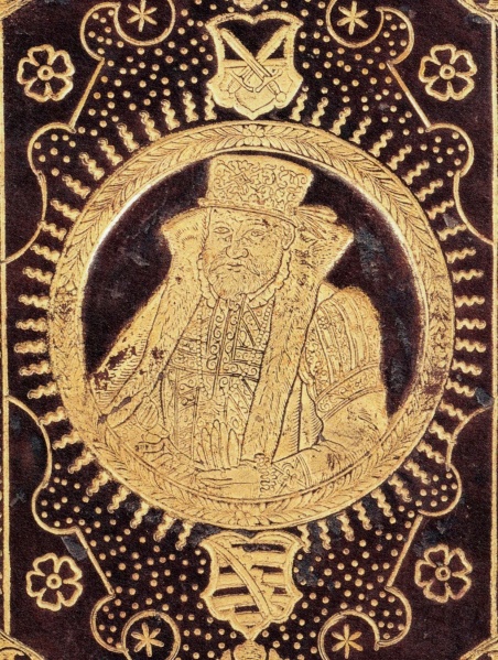 Plik:Portret medalionowy Augusta Saskiego na oprawie z jego księgozbioru, Jakob Krause, Drezno, ok. 1570, fot. wg von Rabenau 1994.jpg