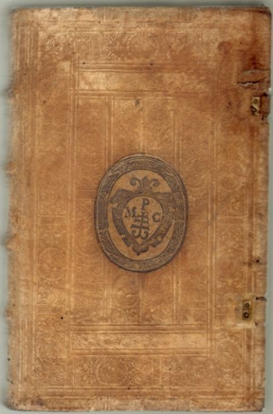 Plik:Podkładka papierowa, Typowy przykład opawy z superekslibrisem na podkładce papierowej, Polska, Kraków, ok. 1610, zb. prywatne, fot. A. Wagner.jpg