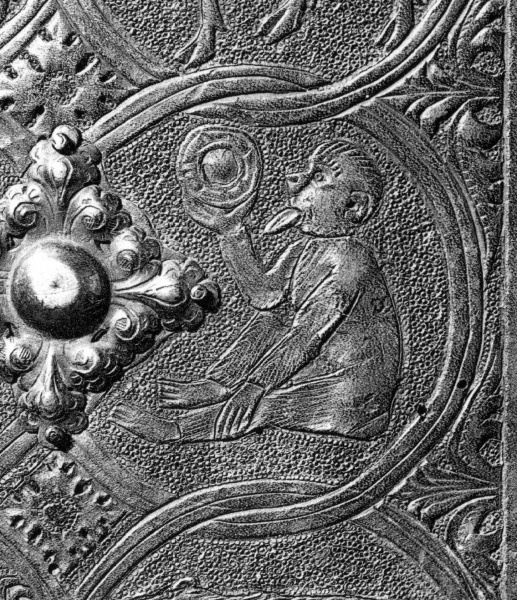 Plik:Małpa z lustrem w dekoracji zwierciadła oprawy nacinanej, Niemcy, XV w., Heraldische Meisterwerke, taf. 64b.jpg