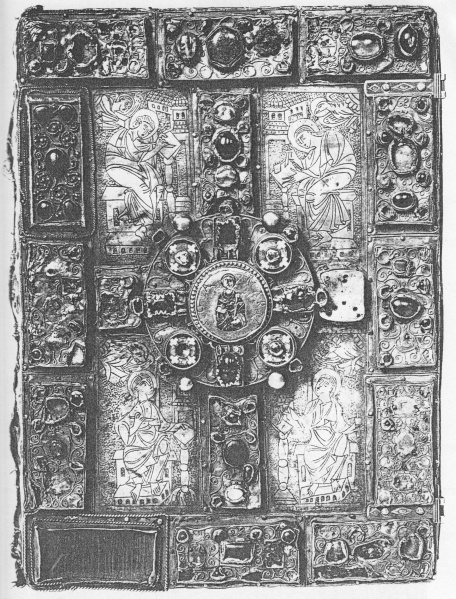 Plik:Ewangeliści1, Steenbock 1965, nr kat. 29, Czterej ewangeliści na wczesnośredniowiecznej oprawie złotniczej, 3 ćw. X w..jpg